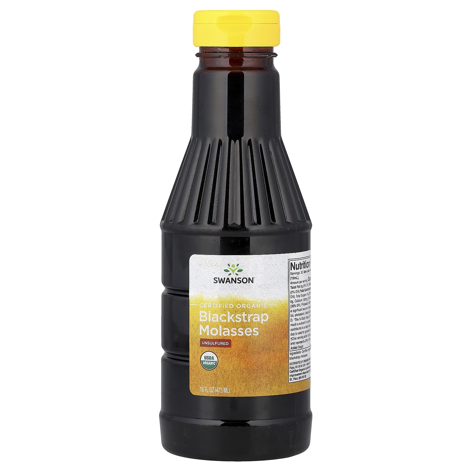 Certified Organic Blackstrap Molasses, Unsulfured, 16 fl oz (473 ml)