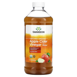 Swanson, Vinagre de sidra de manzana orgánico certificado con madre`` 473 ml (16 oz. Líq.)
