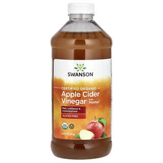 Swanson, Vinagre de sidra de manzana orgánico certificado con madre`` 473 ml (16 oz. Líq.)