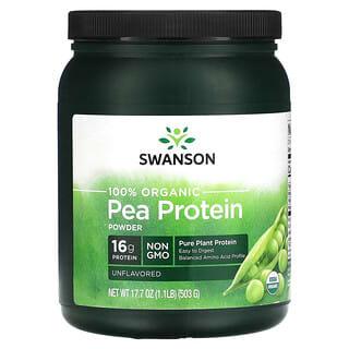 Swanson, 100％オーガニックエンドウ豆プロテインパウダー、無香料、503g（1.1オンス）