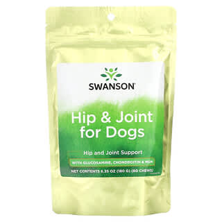 Swanson, Cadera y articulaciones para perros con Glucosamina, condroitina y MSM, 60 comprimidos masticables, 180 g (6,35 oz)