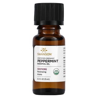 Swanson, Certified Organic Peppermint Essential Oil, 0.5 fl oz (15 ml)