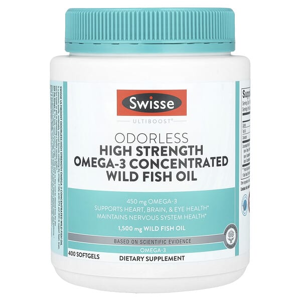 Swisse, Ultiboost®，無味高濃度 Omega-3 濃縮野生魚油，1,500 毫克，400 粒軟凝膠