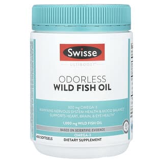 Swisse, Ultiboost®（アルティブースト）無香料ワイルドフィッシュオイル、1,000mg、ソフトジェル400粒