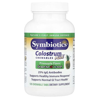 Symbiotics, Colostrum Plus, Chewable Tablets, Pineapple Flavor, 120 Tablets