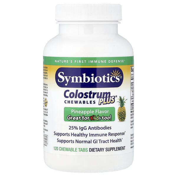 Symbiotics, Colostrum Plus® Chewables, Pineapple, 120 Chewable Tabs