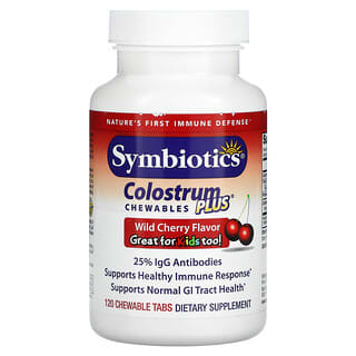 Symbiotics, Colostrum Plus, молозиво,со вкусом вишни, 120 жевательных таблеток