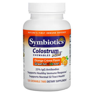 Symbiotics, Colostrum Plus, апельсиновый крем, 120 жевательных таблеток