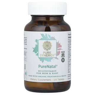 Pure Synergy, PureNatal®, Suplemento multivitamínico para mamás y bebés, 120 comprimidos