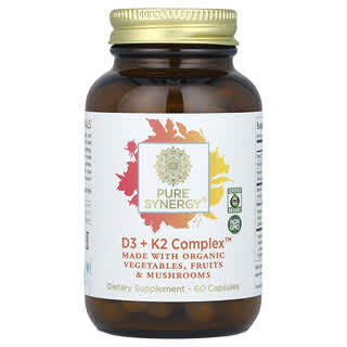 Pure Synergy, D3 + K2 Complex™, Complejo de vitaminas D3 y K2, 60 cápsulas