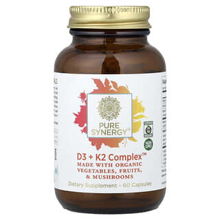 Pure Synergy, D3 + K2 Complex™, Complejo de vitaminas D3 y K2, 60 cápsulas