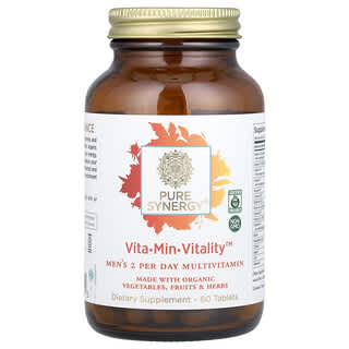 Pure Synergy, Vita-Min-Vitality™, Multivitamínico 2 por Dia para Homens, 60 Comprimidos