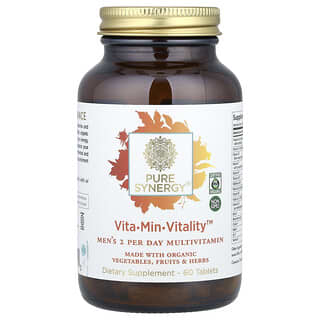 Pure Synergy, Vita-Min-Vitality™, Suplemento multivitamínico para tomar 2 por día para hombres, 60 comprimidos