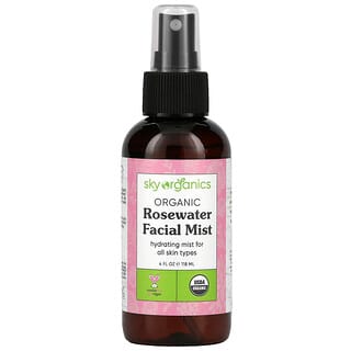Sky Organics, 100% Pure Organic, Rose Water Facial Mist, Hydrating Toner, 4 fl oz (118 ml)