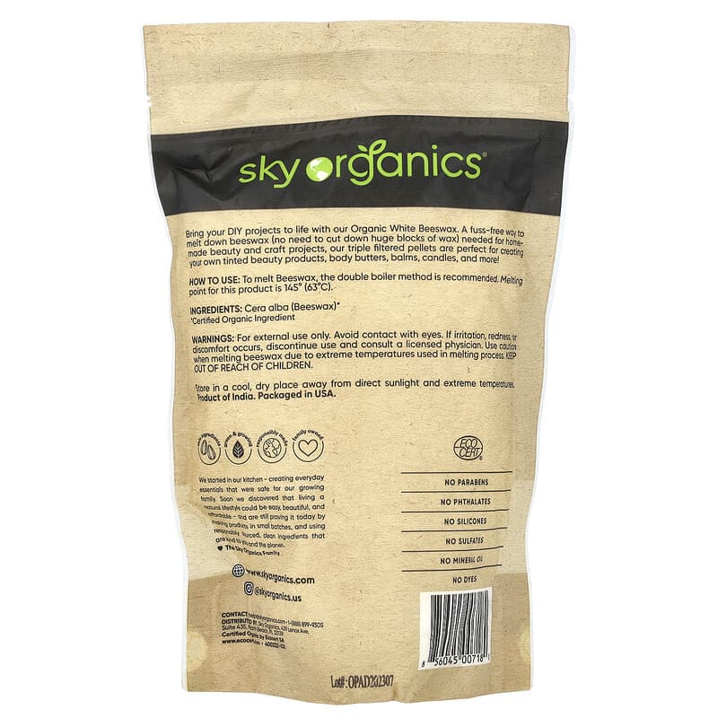 Organic White Beeswax, 16 oz (454 g)