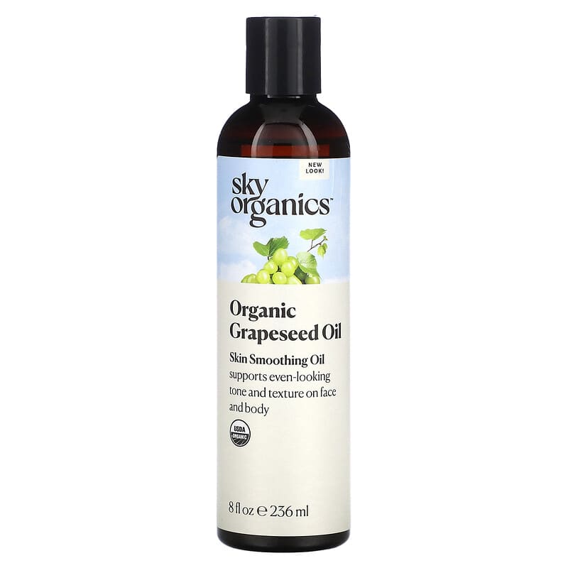 Sky Organics Organic Grapeseed Oil for Face, 100% Pure & Cold-Pressed USDA  Certified Organic to Moisturize, Clarify & Brighten, 1 Fl Oz