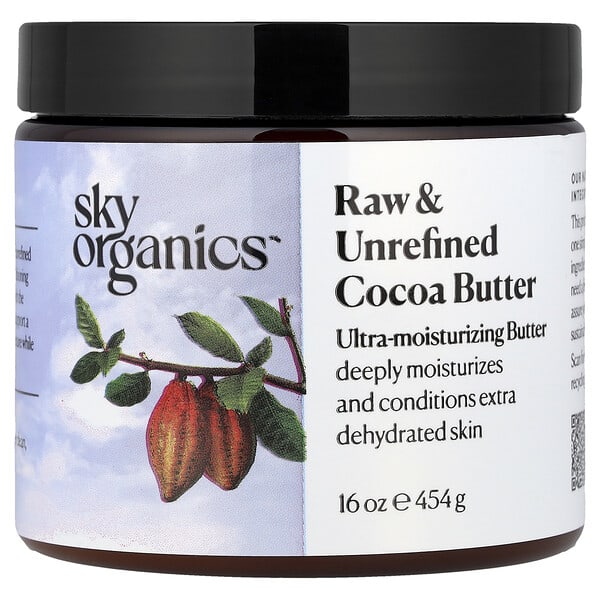Sky Organics, 정제되지 않은 무가공 코코아버터, 454g(16oz)
