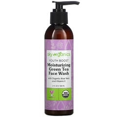 Sky Organics, Youth Boost, Moisturizing Green Tea Face Wash with Organic Aloe Vera and Vitamin E,  6 fl oz (180 ml) (Discontinued Item) 