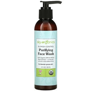 Sky Organics, Blemish Control, Purifying Face Wash with Organic White Willow Bark Extract, 6 fl oz (180 ml)