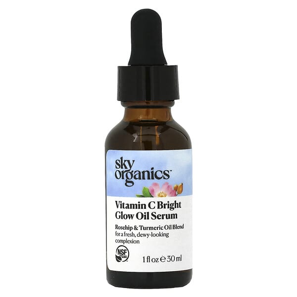 Sky Organics‏, Vitamin C Bright Glow Oil Serum, Rosehip & Turmeric Oil Blend, 1 fl oz (30 ml)