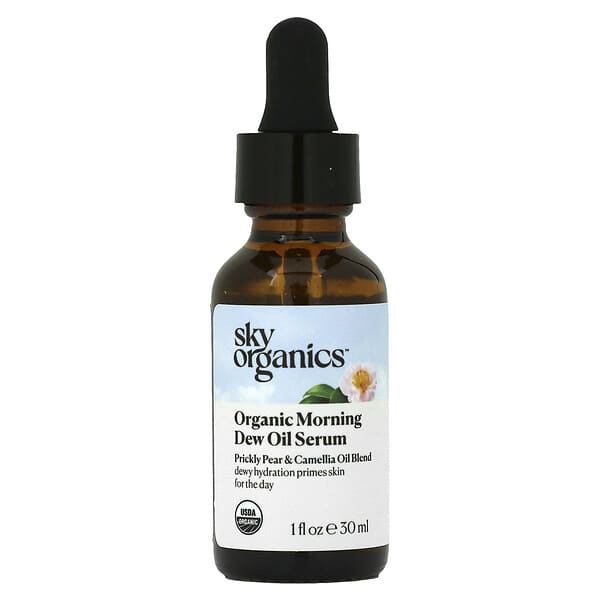 Sky Organics‏, Organic Morning Dew Oil Serum, Prickly Pear & Camellia Oil Blend, 1 fl oz (30 ml)