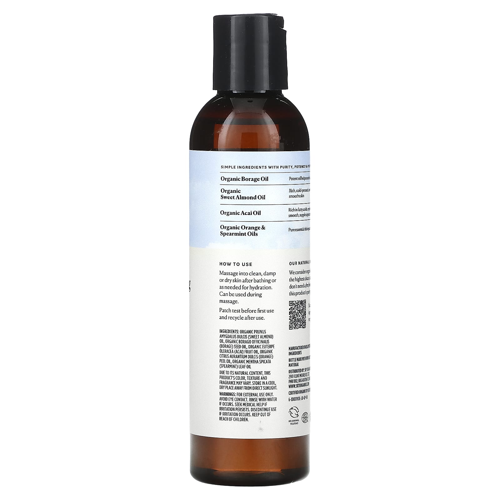 Sky Organics, Organic Extra Hydrating Body Oil, Borage & Sweet Almond
