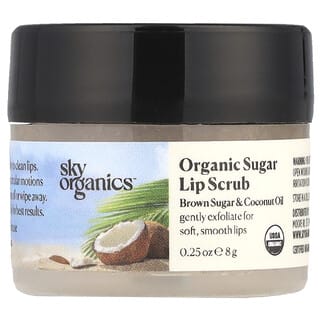 Sky Organics, Exfoliante labial con azúcar orgánico, Azúcar moreno y aceite de coco, 8 g (0,25 oz)