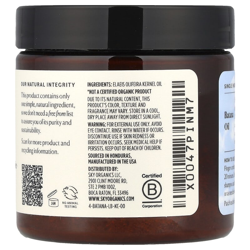 100% Raw & Unrefined Batana Oil, Hair & Scalp Nourishment, 4 fl oz (118 ml)