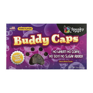 Spunky Pup, Buddy Caps, Golosinas para perros, Sabor a cerdo`` 142 g (5 oz)