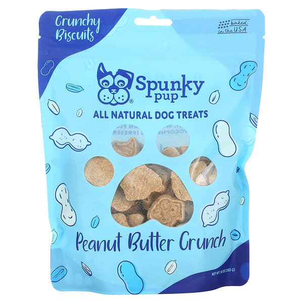 Spunky Pup, 全天然狗用零食，鬆脆餅乾，花生醬，10 盎司（283 克）