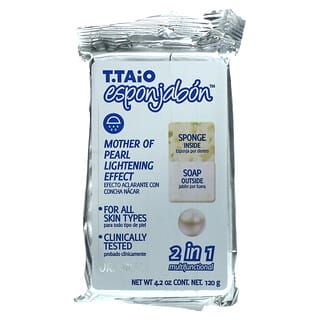 T. Taio, Jabón con esponja integrada aclarante con concha nácar, 120 g (4,2 oz)