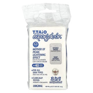 T. Taio, Jabón con esponja integrada aclarante con concha nácar, 120 g (4,2 oz)