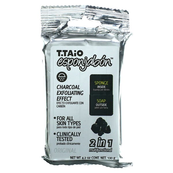 T. Taio, 木炭洁面皂海绵，4.2 盎司（120 克）