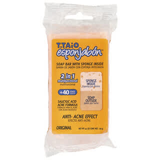 T. Taio, Barra de jabón con esponja en el interior, Salicylic Acid Acne Formula, Original, 120 g (4,2 oz)