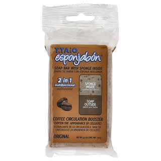 T. Taio, Pastilla de jabón con esponja en el interior, Refuerzo de la circulación del café, Original, 120 g (4,2 oz)