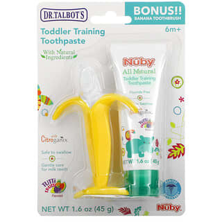 Dr. Talbot's, Зубная паста для малышей с банановой зубной щеткой, от 6 месяцев, Tutti Frutti, набор из 2 предметов