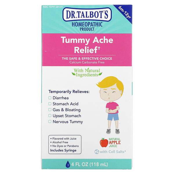 Dr. Talbot's, Tummy Ache Relief, 6 m -12 yr, Natural Apple Juice Flavor, 4 fl oz (118 ml)