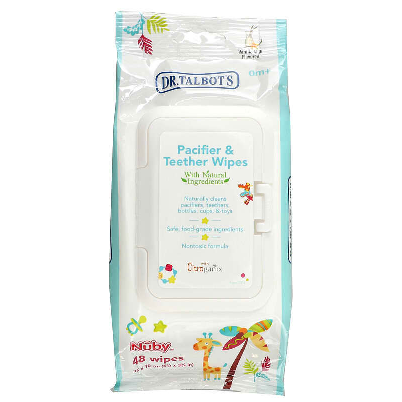 Pacifier & Teether Wipes, 0 m +, Vanilla Milk Flavored, 48 Wipes