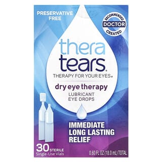 TheraTears, Dry Eye Therapy, Lubricant Eye Drops, 30 Sterile Single-Use Vials