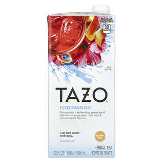 Tazo Teas, Iced Passion Herbal Tea Concentrate, Caffeine-Free, 32 fl oz (946 ml)