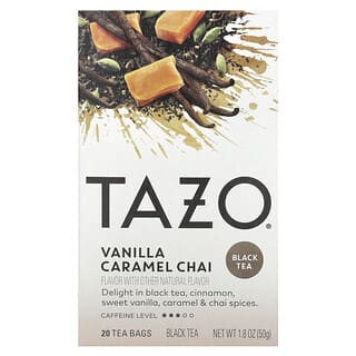 Tazo Teas, Té negro, Chai de vainilla, caramelo, 20 bolsitas de té, 50 g (1,8 oz)