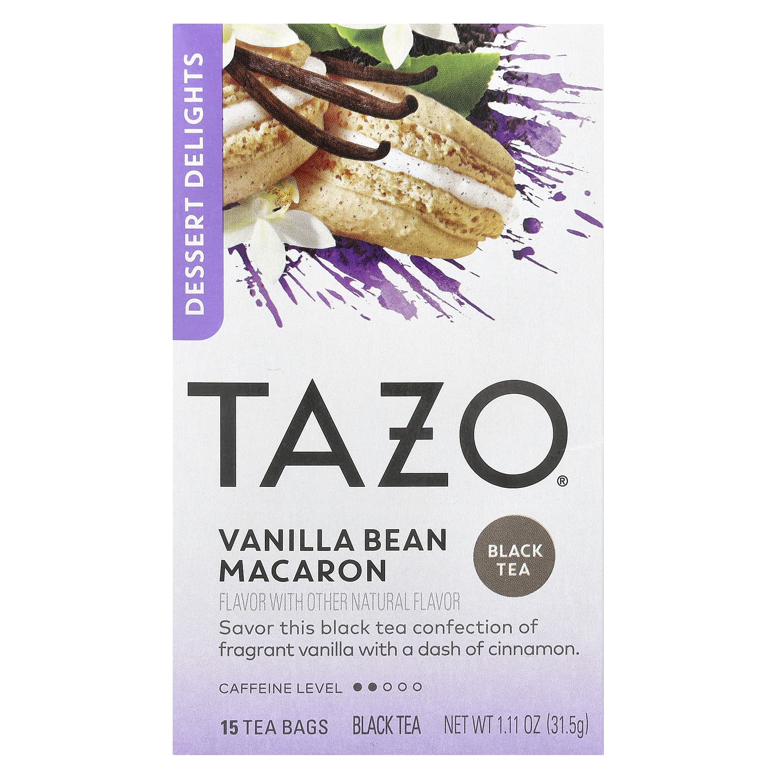 Tazo Teas, Dessert Delights, Black Tea, Vanilla Bean Macaron, 15 Tea