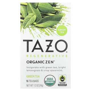 Tazo Teas, Регенеративный зеленый чай, органический дзен, 16 чайных пакетиков, 34 г (1,2 унции)