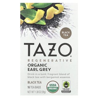 Tazo Teas, Regenerative, черный чай, органический чай «Эрл Грей», 16 чайных пакетиков, 39 унций (1,38 унции)