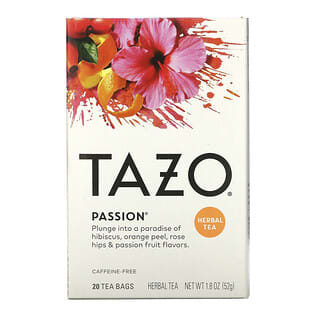 Tazo Teas, Té de hierbas, Passion, Sin cafeína, 20 bolsitas de té, 52 g (1,8 oz)