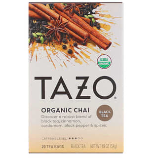 Tazo Teas, オーガニックチャイ、紅茶、ティーバッグ20個、1.9オンス（ 54g ）