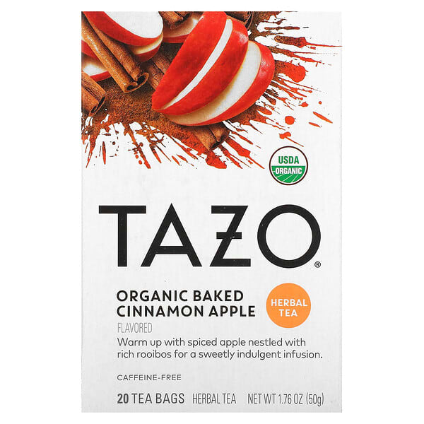 Tazo Teas, ハーブティー、オーガニックベイクドシナモンアップル、カフェインフリー、フィルターバッグ20袋、50g（1.76オンス）