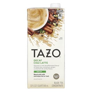 Tazo Teas, Decaf Chai Latte, Entkoffeinierter Chai-Latte, Schwarztee-Konzentrat, 946 ml (32 fl. oz.)