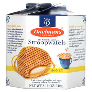 Daelmans, Stroopwafels, Large Hex Box, Honey, 8 Waffles, 8.11 oz (230 g)