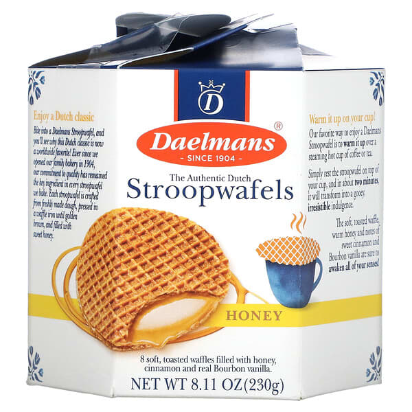 Daelmans, Stroopwafels（ストロープワッフル）、ハチミツ味、8枚、230g（8.11オンス）